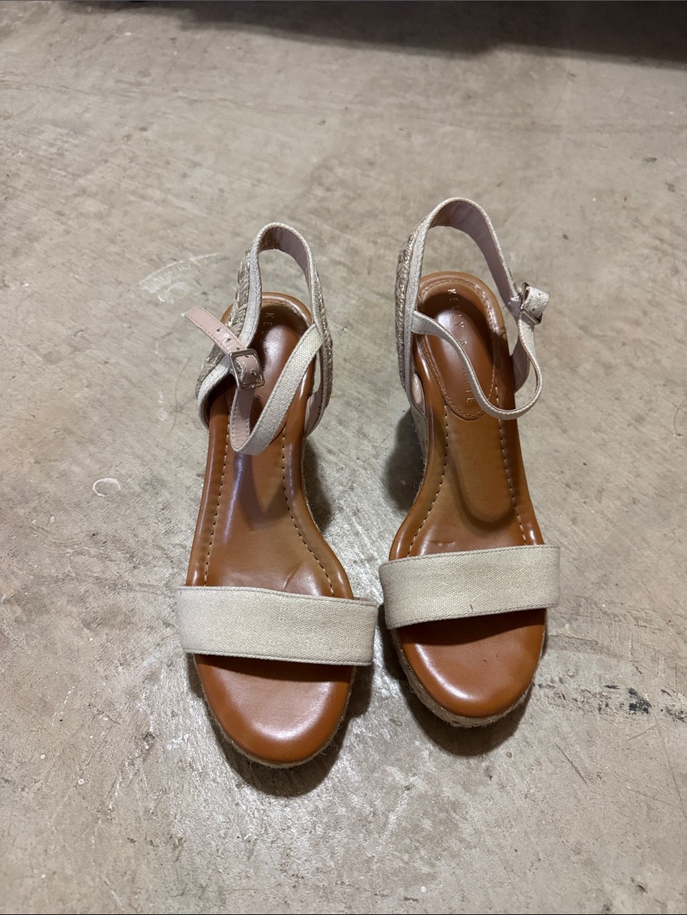 Kelly & Katie Beige and Brown Open-Toe Ankle-Strap Sandals